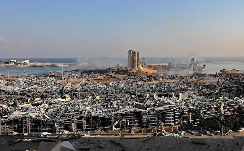 A view shows the aftermath of yesterday's blast at the port of Beirut.  AFP