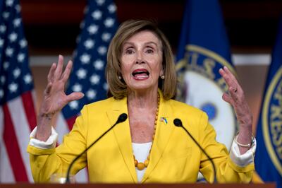 House Speaker Nancy Pelosi at the Capitol in Washington on July 21, 2022.  US officials say they have little fear that China would attack her plane if she flies to Taiwan, but she would be entering one of the world’s hottest spots where a mishap, misstep or misunderstanding could endanger her safety.  AP