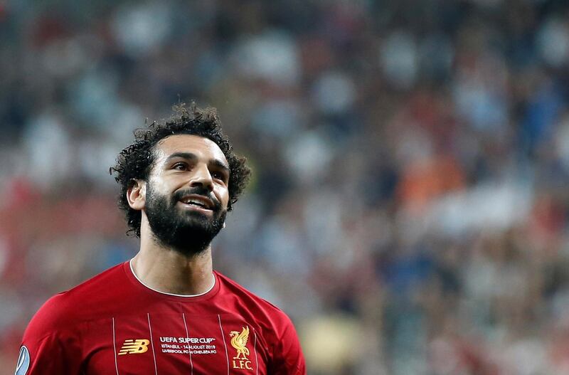 Soccer Football - UEFA Super Cup - Liverpool v Chelsea - Vodafone Arena, Istanbul, Turkey - August 14, 2019  Liverpool's Mohamed Salah reacts  REUTERS/Kemal Aslan