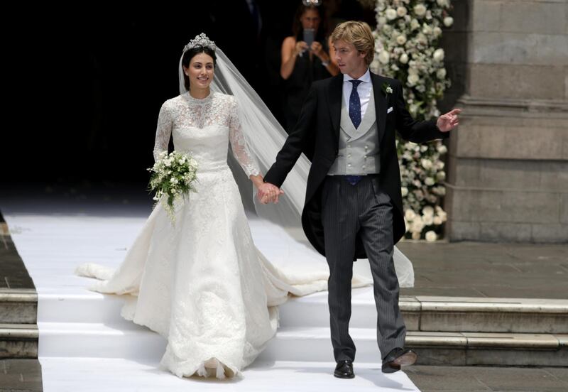 LIMA, PERU - MARCH 16: Alessandra de Osma and Prince Christian of Hanover leave the church after their wedding at Basilica San Pedro on March 16, 2018 in Lima, Peru. (Photo by Raul Sifuentes/Getty Images)