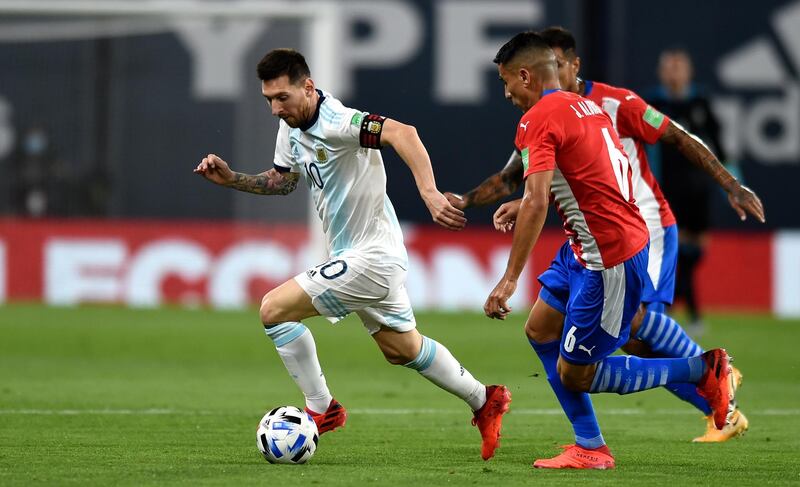 Argentina's Lionel Messi on the attack. AP