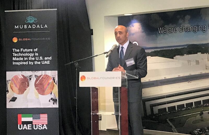 Ambassador Al Otaiba speaking at GlobalFoundries in New York. Photo by Joyce Karam