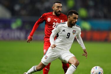 Soccer Football- Arabian Gulf Cup25 - Group B - Bahrain v United Arab Emirates - Al-Minaa Olympic Stadium, Basra, Iraq - January 7, 2023  United Arab Emirates' Harib Suhail in action REUTERS / Thaier Al-Sudani
