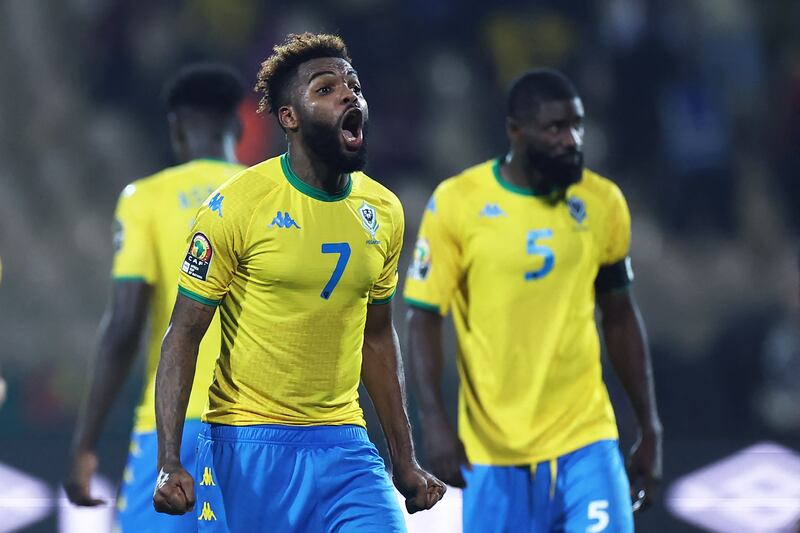 Gabon's forward Aaron Boupendza reacts after the match against Ghana. AFP