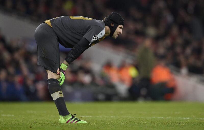 Arsenal's Petr Cech shown during their loss to Barcelona in the Champions League last week. Toby Melville / Reuters / February 23, 2016 