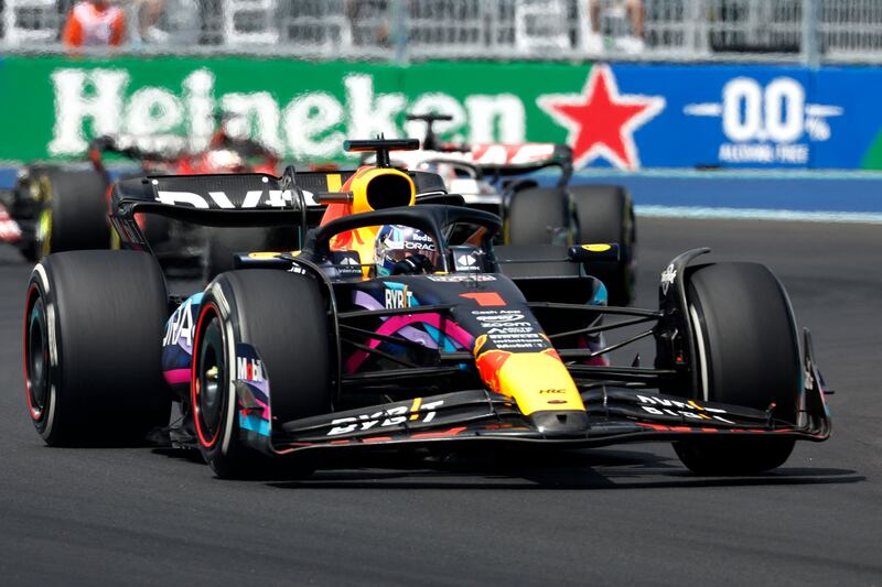 Red Bull's Max Verstappen on his way to victory in Miami. AFP