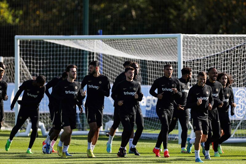 Chelsea's players training at Cobham. AFP