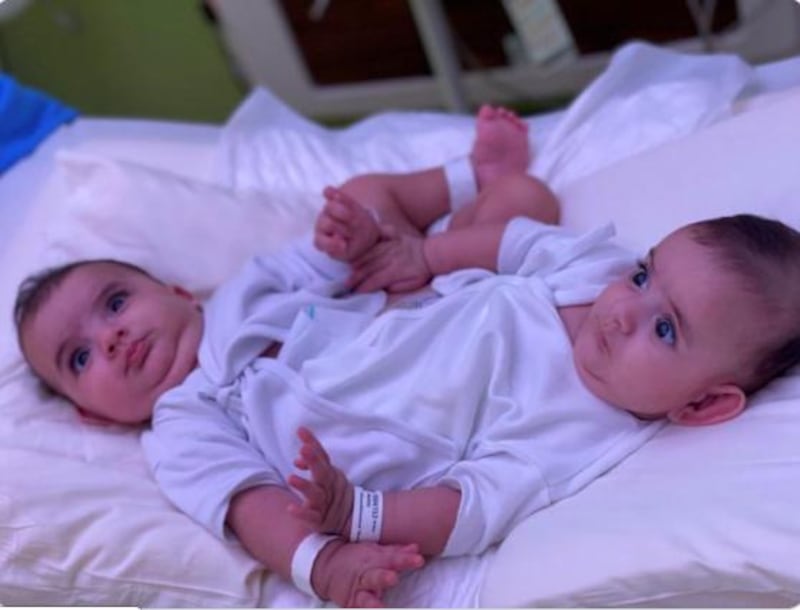 Ahmed and Mohammed before the operation on Thursday. Courtesy King Salman Center for Relief and Humanitarian Action