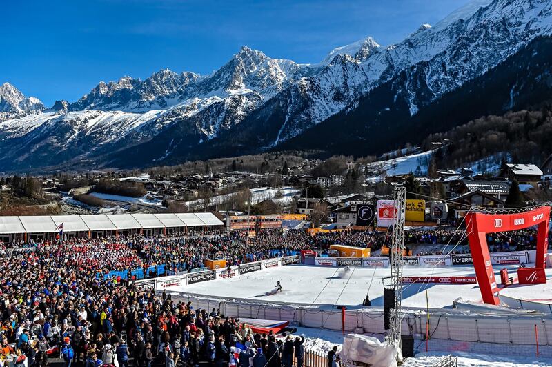 Action from the Alpine Ski World Cup men's parallel giant slalom on Sunday, February 9, in Chamonix France. getty