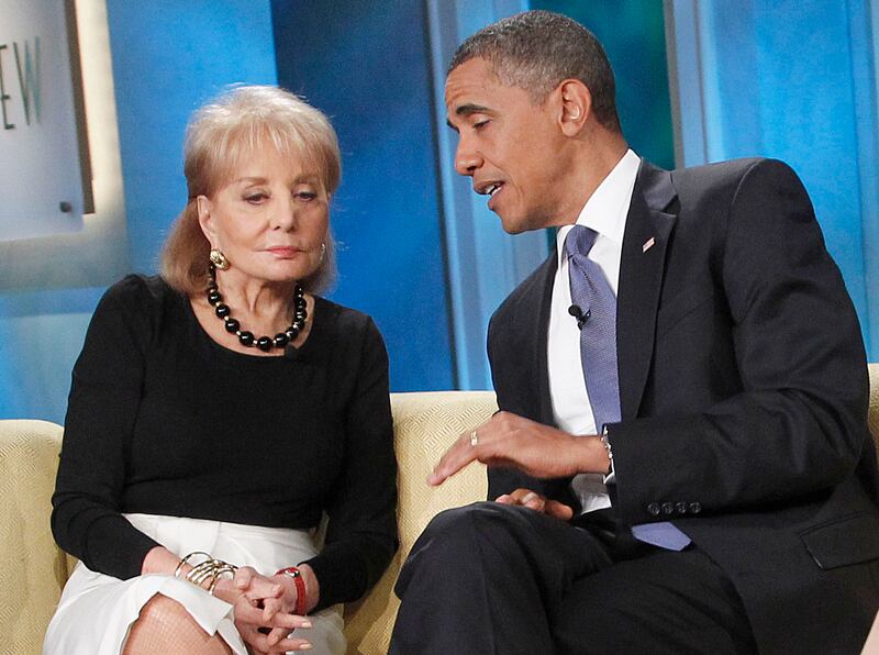 Former US president Barack Obama and Walters during his guest appearance on ABC's The View in 2010. AP Photo