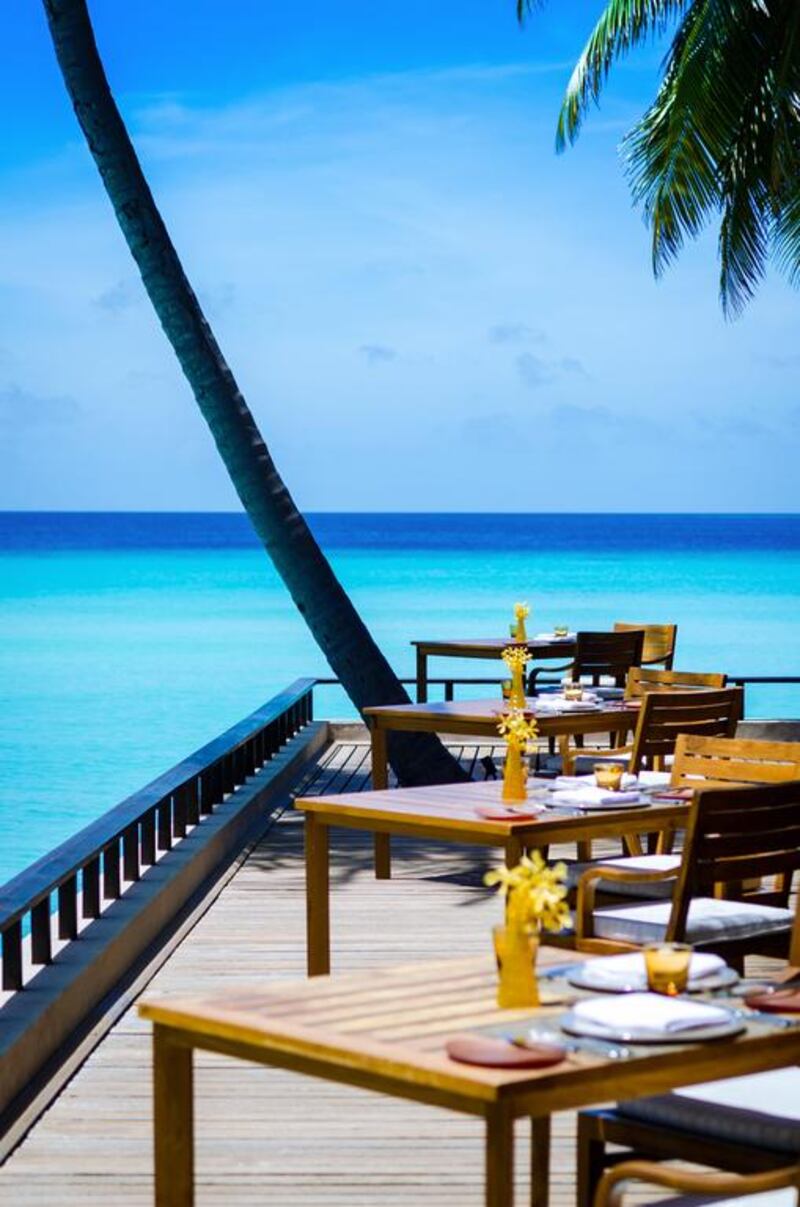 Breakfast is al a carte and buffet style in the Reethi Rah restaurant, served up with a stunning view. Courtesy One&Only Reethi Rah