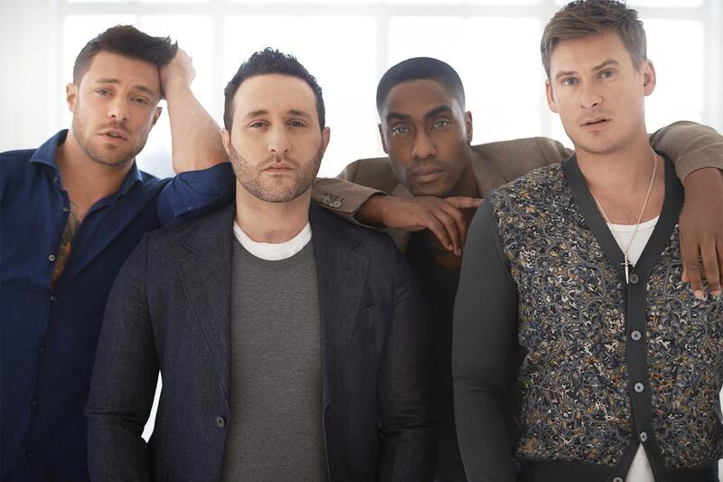 From left, Duncan James, Antony Costa, Simon Webbe and Lee Ryan of the British band Blue. Courtesy Blue