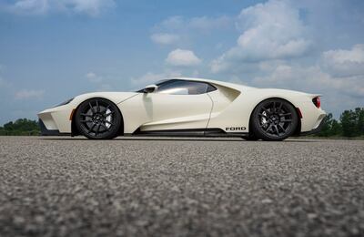 The Ford GT ’64 Prototype Heritage Edition sports Wimbledon White paint