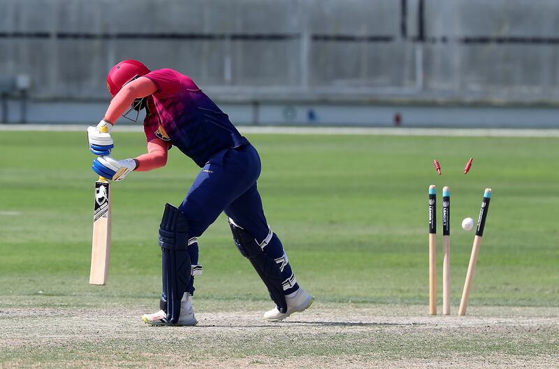 UAE opener Muhammad Waseem is bowled out by Chad Soper of PNG for 24.