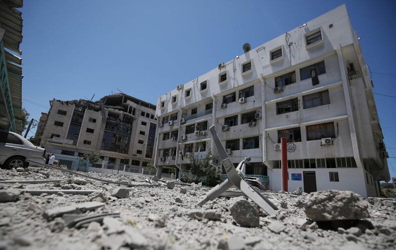 The Palestinian Ministry of Health in Gaza City which was heavily damaged by Israeli bombardment. AFP