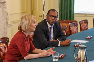 22/09/2022. London, United Kingdom. Prime Minister Liz Truss and Chancellor Kwasi Kwarteng discuss their Growth Plan ahead of a fiscal statement to the House of Commons on Friday 23 September. 10 Downing Street. Picture by Rory Arnold / No 10 Downing Street