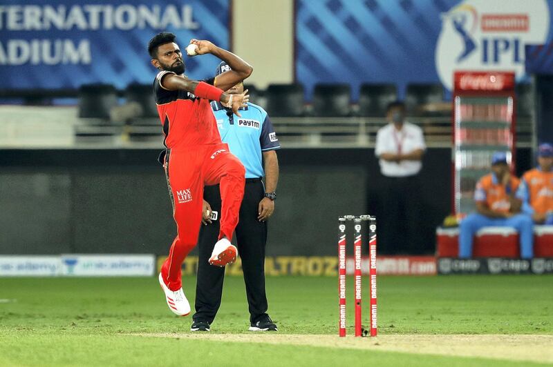 Isuru Udana of Royal Challengers Bangalore bowling during match 19 of season 13 of the Dream 11 Indian Premier League (IPL) between the Royal Challengers Bangalore and the 
Delhi Capitals held at the Dubai International Cricket Stadium, Dubai in the United Arab Emirates on the 5th October 2020.  Photo by: Saikat Das  / Sportzpics for BCCI