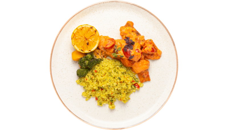 Meal delivery plans around the UAE help customers eat healthy. One option includes the tomato, basil and beef with cauliflower rice dish from Fitbar. Photo: Fitbar