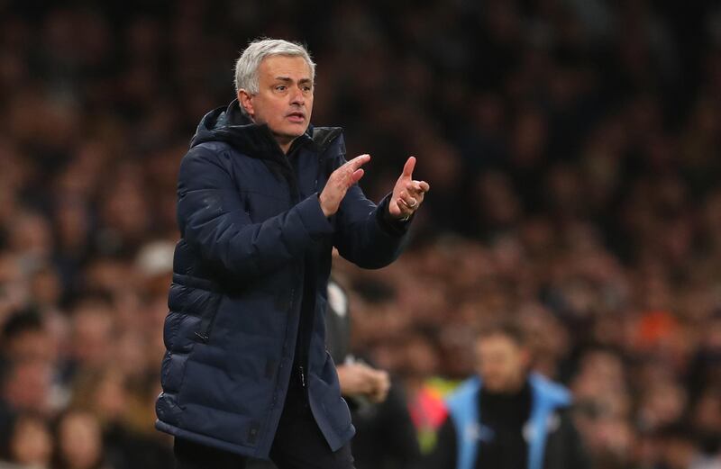 Jose Mourinho during the Premier League match between Tottenham Hotspur and Manchester City. Getty Images