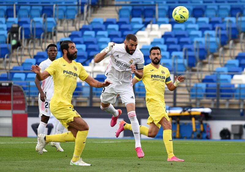 Karim Benzema scores for Real Madrid but the goal is ruled out by VAR. Getty