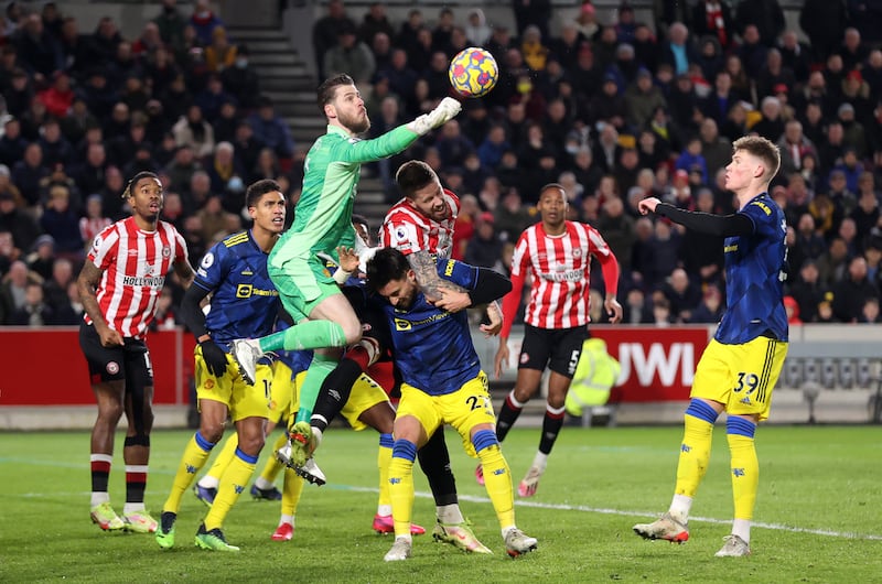 MANCHESTER UNITED RATINGS: David de Gea - 9: Excellent reflex save after 12 minutes and another save with his feet from a 32nd minute counter attack. Kept the score at 0-0 at half time when he was his side’s best player yet again. Brentford’s 85th minute goal was a pinball that he could do little about. Getty