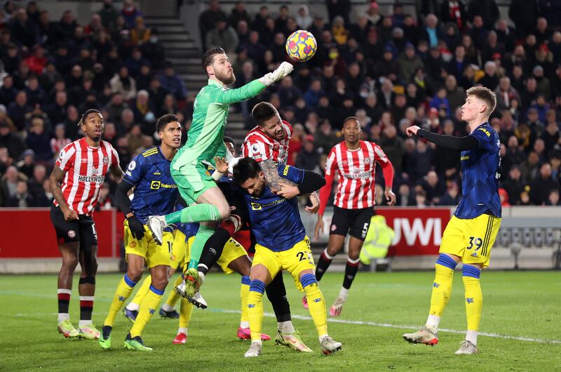 MANCHESTER UNITED RATINGS: David de Gea - 9: Excellent reflex save after 12 minutes and another save with his feet from a 32nd minute counter attack. Kept the score at 0-0 at half time when he was his side’s best player yet again. Brentford’s 85th minute goal was a pinball that he could do little about. Getty
