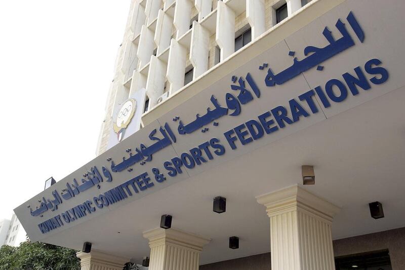 A view of the Kuwait Olympic Committee and Sports Federation in Kuwait City. Sheikh Ahmad says the country will be suspended from Olympics participation on Tuesday. Tariq Al Ali / Reuters 