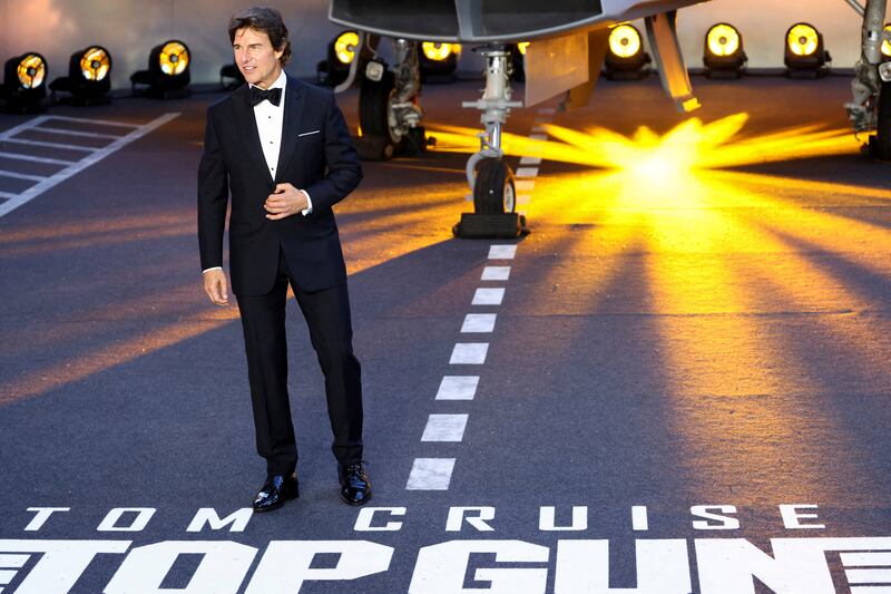 US actor Tom Cruise arrives at the premiere of Top Gun: Maverick in London. Reuters