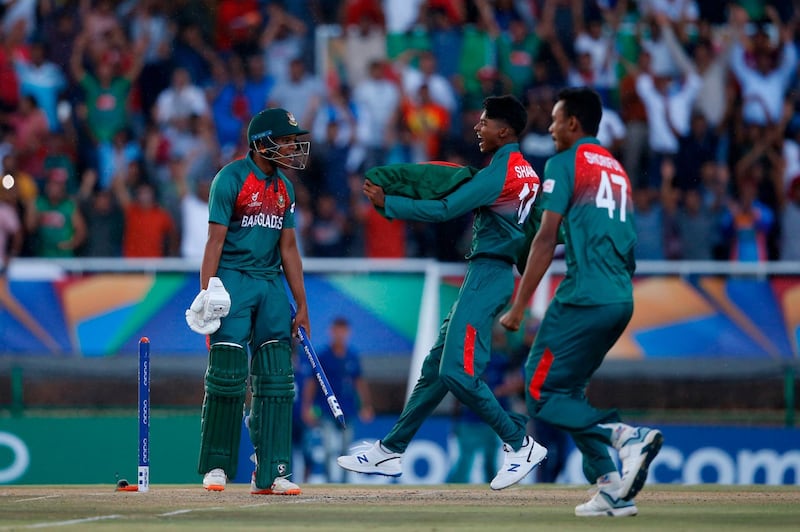 Bangladesh's Rakibul Hasan hit the winnings run in the final against India. AFP