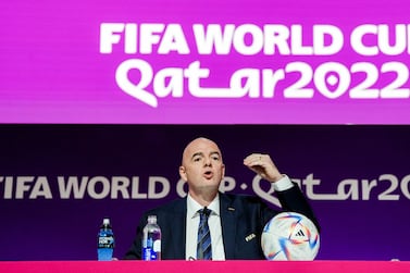 FIFA President Gianni Infantino during a press conference at the Main Media Centre, ahead of the FIFA World Cup 2022 in Qatar. Picture date: Saturday November 19, 2022.