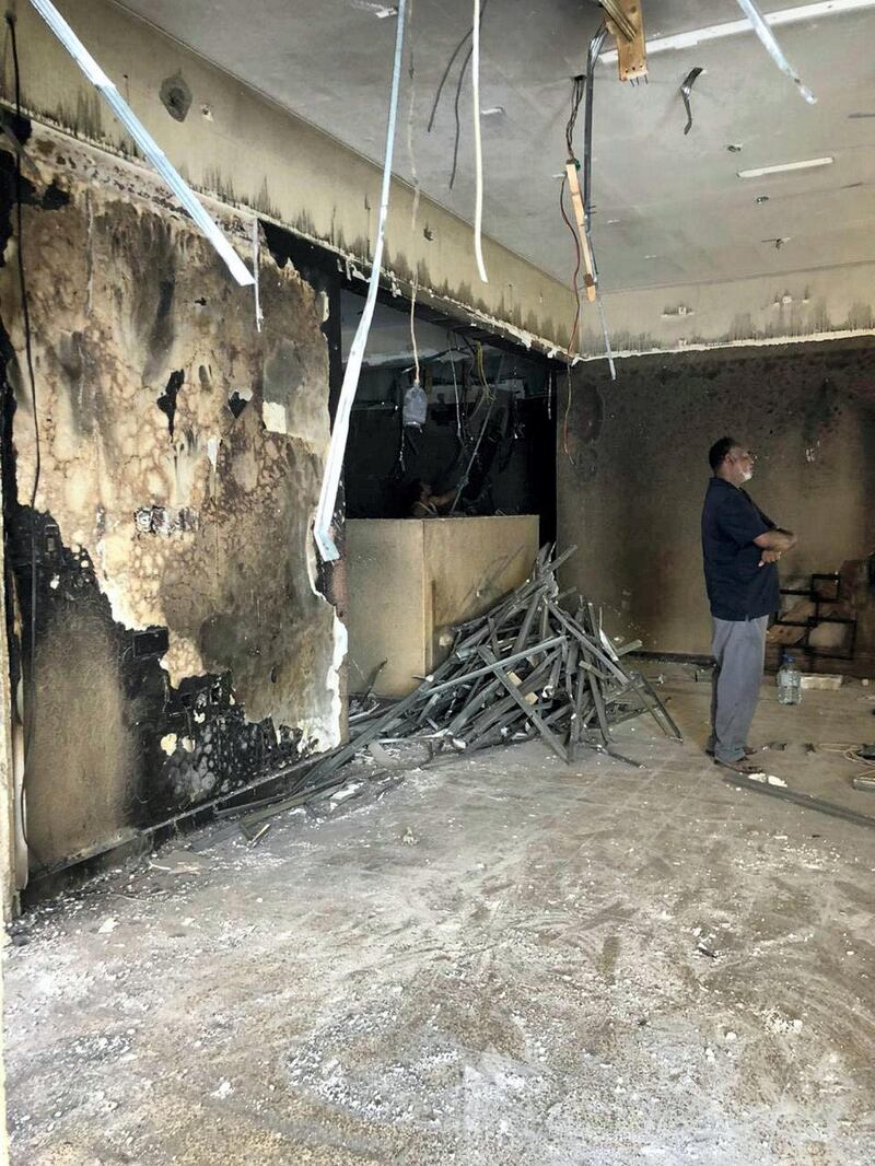 Matbaho Yaddo Restaurant after it was gutted by fire. Courtesy Mohammed Al Mandoos, owner of restaurant