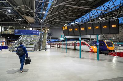 Near-empty platforms at Leeds railway station during strike action on Wednesday morning. Bloomberg