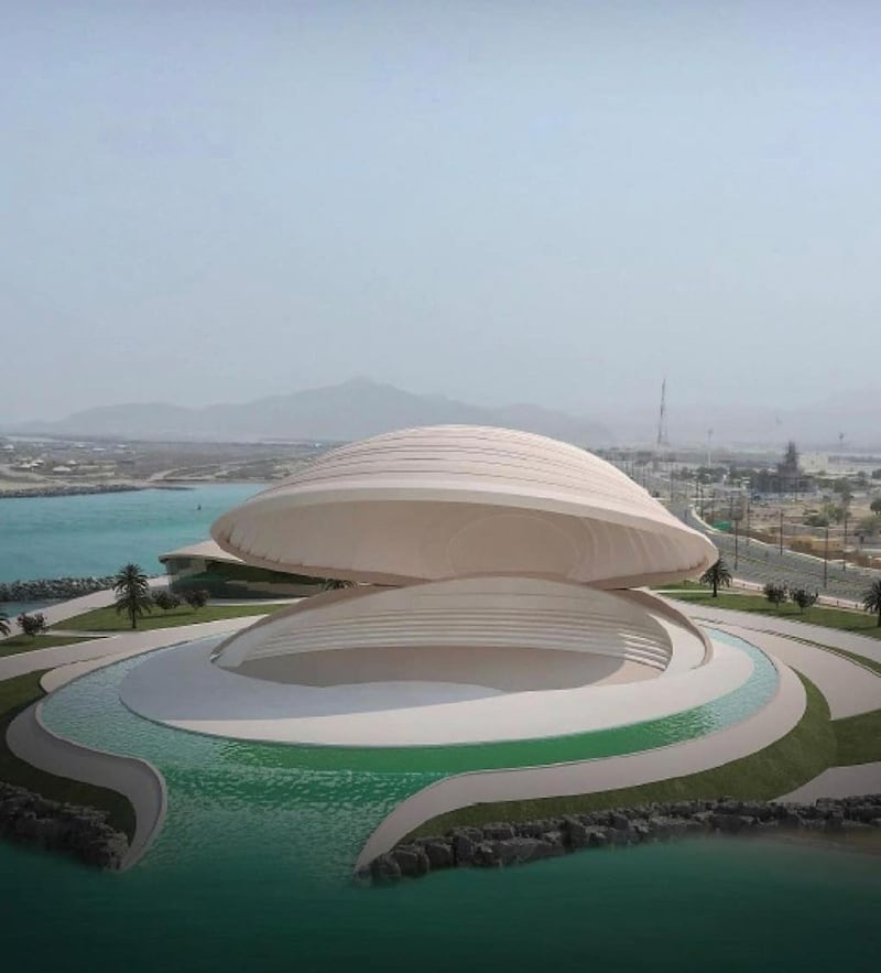 A rendering of the floating theatre project on the corniche of Sharjah's city of Kalba