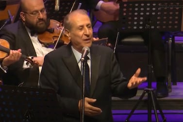 Lebanese singer Marwan Mahfouz performing at the Damascus Opera House in June 2020. Courtesy Youtube