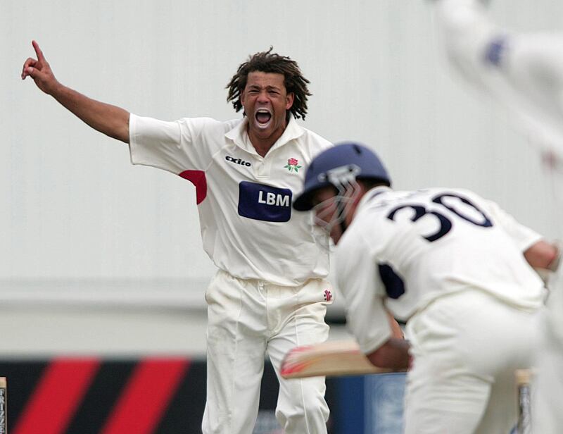 Andrew Symonds appeals for a wicket while playing for Lancashire. PA