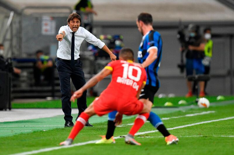 Inter Milan manager Antonio Conte gives instructions from the sidelines. AFP