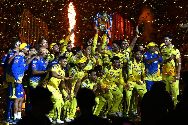 The Super Kings took their fifth title, equalling Mumbai Indians, in a rain-interrupted Twenty20 final. AFP