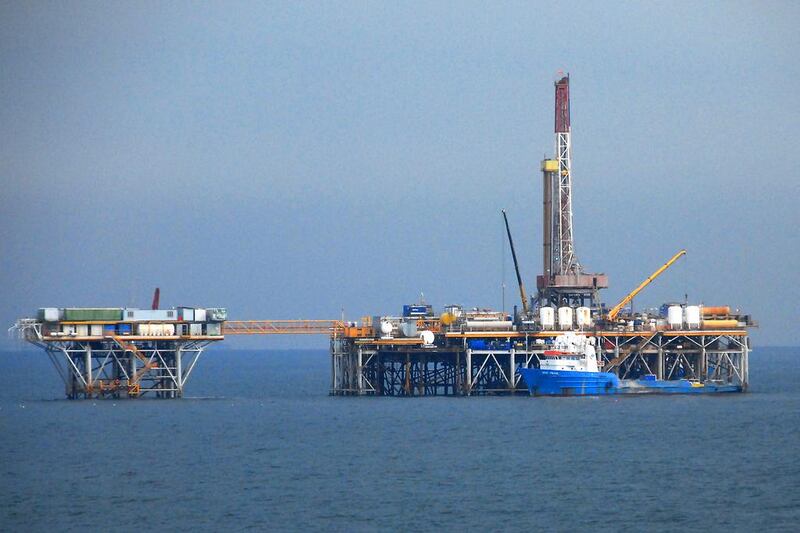 A Dragon Oil offshore oil platform in the Caspian Sea, near Turkmenistan. The Dubai firm is targeting 93,000 barrels per day of production this year. Source: Dragon Oil