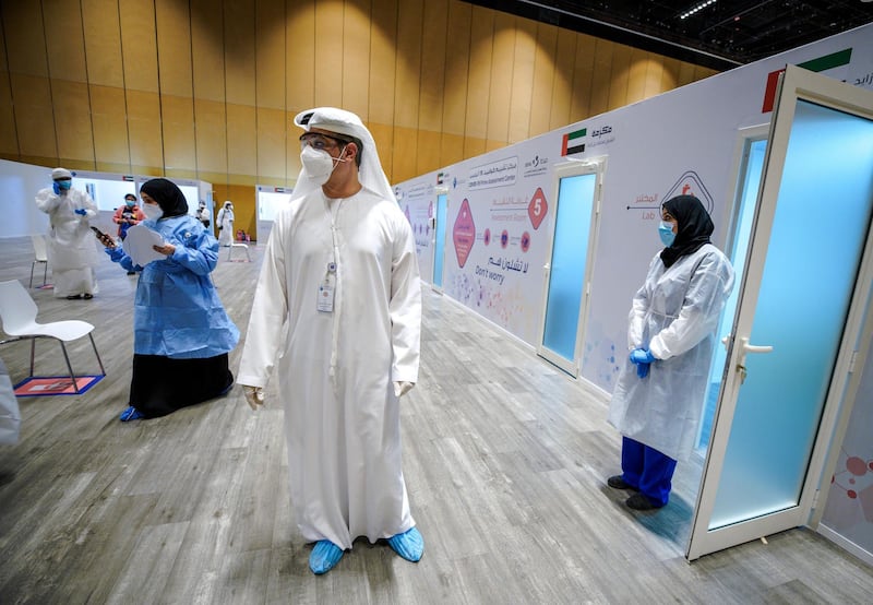Abu Dhabi, United Arab Emirates, June 4, 2020.    Mohamed Hawas Al Sadid, CEO of Ambulatory Healthcare Services does his rounds at the new Covid-19 Prime Assessment Center at ADNEC.Victor Besa  / The NationalSection:  NAReporter:  Shireena Al Nowais
