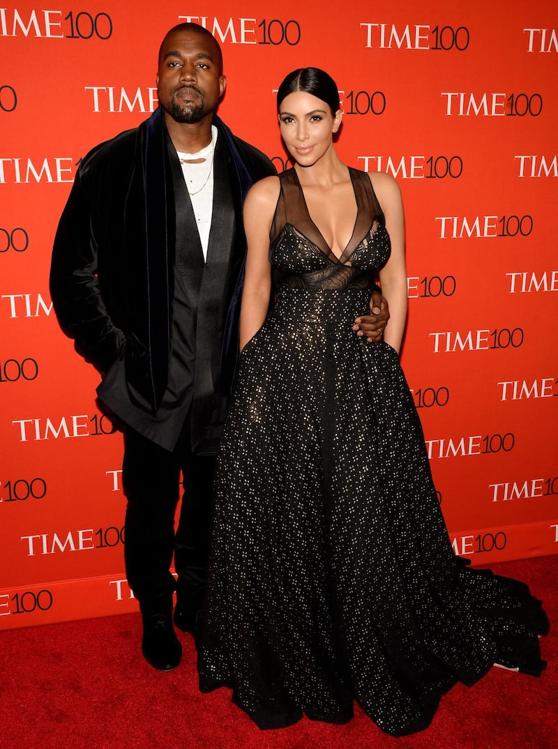 epa05998623 (FILE) US musician Kanye West (L) and his wife Kim Kardashian (R) arriving for the Time 100 Gala at Frederick P. Rose Hall in New York, New York, USA, 21 April 2015 (reissued 30 May 2017). Kanye West will celebrate his 40th birthday on 08 June 2017.  EPA/JUSTIN LANE