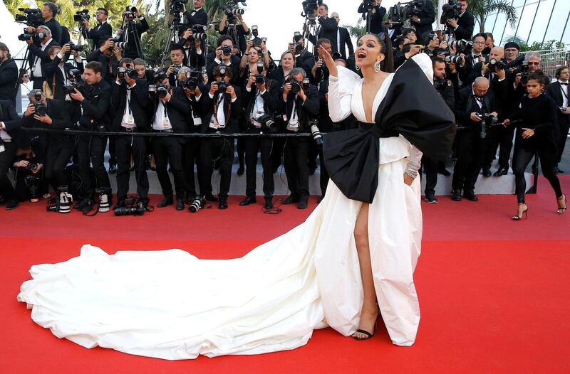 Deepika Padukone poses ahead of the "Rocketman" screening at Cannes. REUTERS