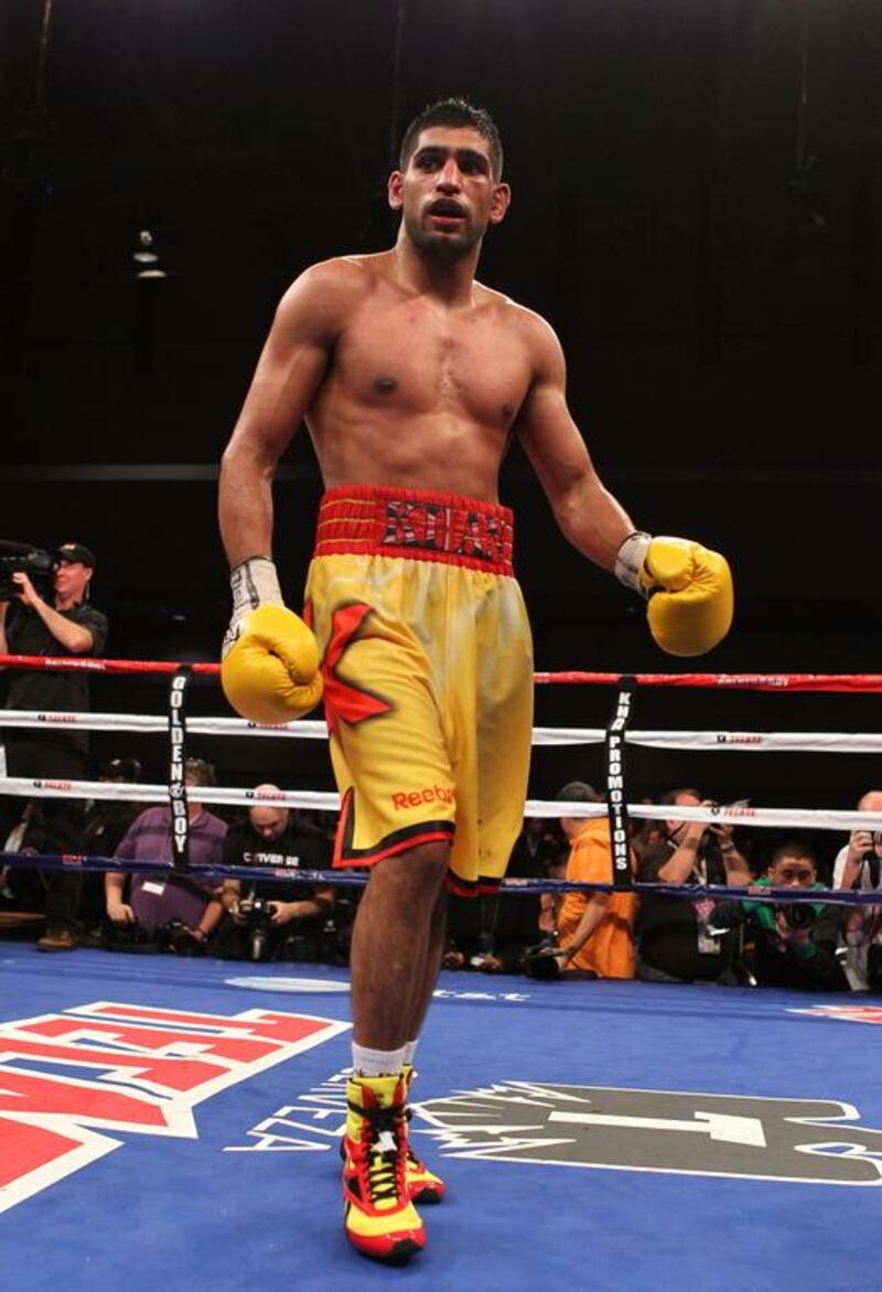 Amir Khan unleashed a flurry of verbal jabs Tuesday at Floyd Mayweather after the unbeaten American passed him over for a lucrative May 3 bout and chose Argentina’s Marcos Maidana. Al Bello/Getty Images