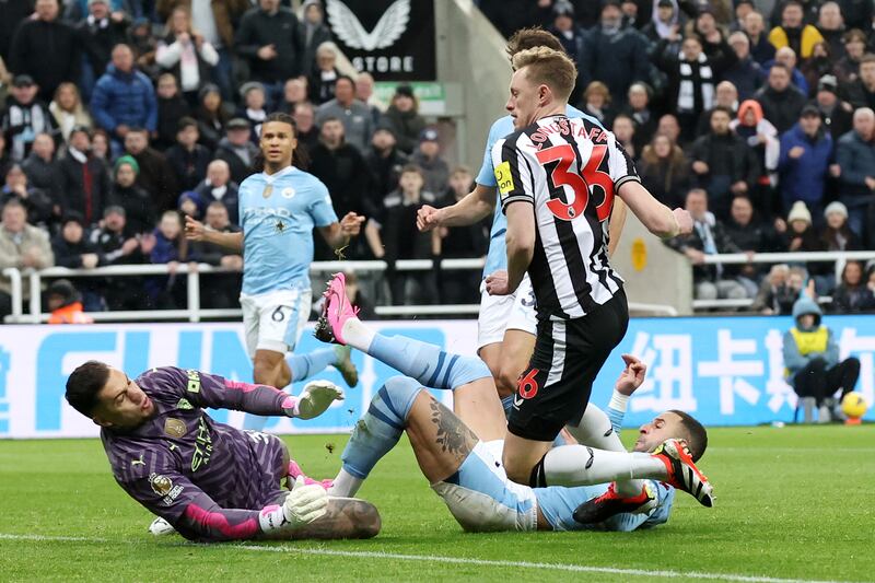 Eventful first half. Ended Ederson’s game in opening five minutes with sliding tackle. Perfect cross for Silva to make it 1-0. Skinned by Isak and then Gordon for Newcastle’s two goals. Getty Images