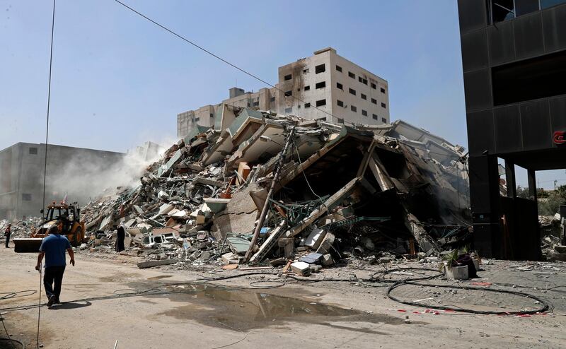 The building that was destroyed by an Israeli air strike on May 16, which housed The Associated Press and other media outlets in Gaza City. AP