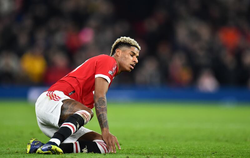 Marcus Rashford 5. Initially better wide out left, both individually and for the team. Lively start after a run of poor form, but then failed to convince. Went for goal on 47 minutes after a run. Paused when a Greenwood shot was saved rather than following it up for a potential rebound. Looks thoroughly miserable. EPA