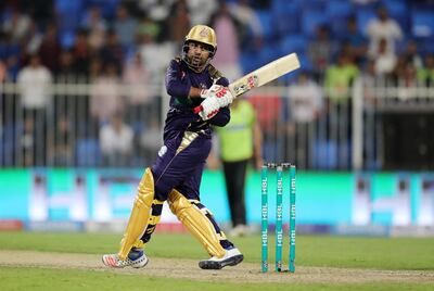 Sharjah, United Arab Emirates - February 23, 2019:  Quetta's Sarfaraz Ahmed bats during the game between Lahore Qalandars and Quetta Gladiators in the Pakistan Super League. Saturday the 23rd of February 2019 at Sharjah Cricket Stadium, Sharjah. Chris Whiteoak / The National