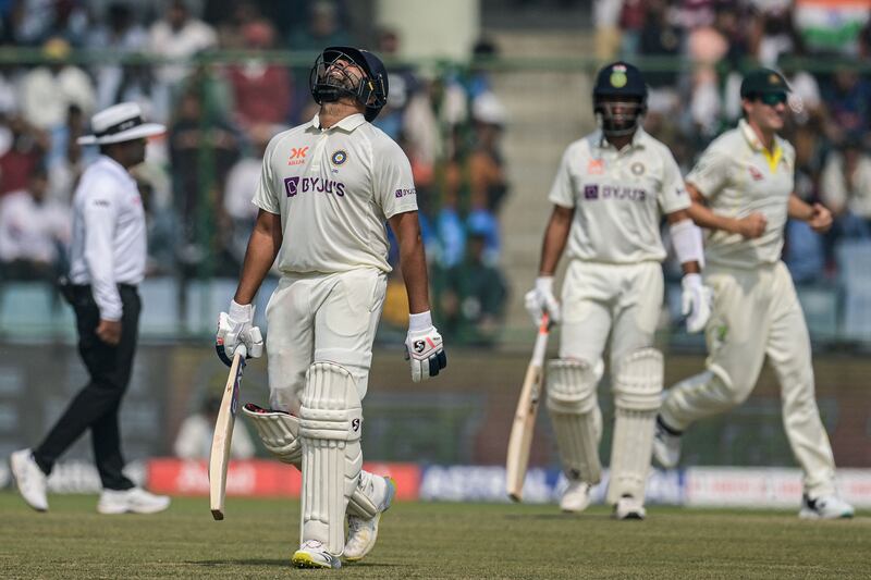 India captain Rohit Sharma after being run out for 31. AFP