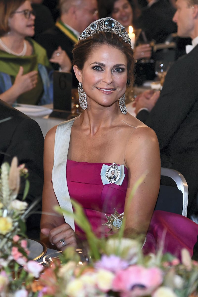 Princess Madeleine of Sweden poses before a royal banquet to honour the laureates of the Nobel Prize 2019 following the Award ceremony on December 10, 2019 in Stockholm, Sweden. (Photo by Jonathan NACKSTRAND / AFP)