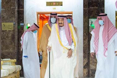 Saudi Arabia’s King Salman leaves hospital late on July 30, 2020 after more than a week following surgery to remove his gall bladder, late Thursday, . SPA