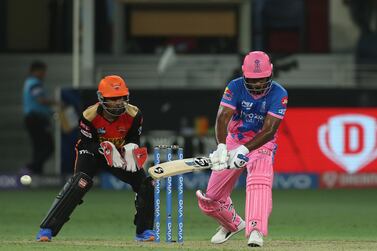 Sanju Samson of Rajasthan Royals during match 40 of the Vivo Indian Premier League between the SUNRISERS HYDERABAD and the RAJASTHAN ROYALS held at the Dubai International Stadium in the United Arab Emirates on the 27th September 2021

Photo by Ron Gaunt / Sportzpics for IPL